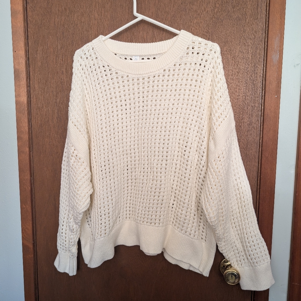 Old Navy Women's Ivory Open-Knit Sweater